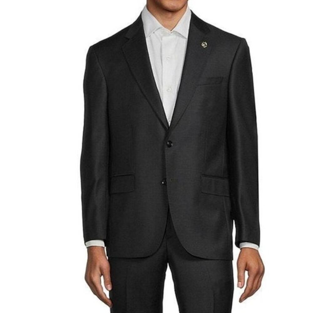 Ted Baker Jay Ct Wool Suit Jacket Mens Made in Italy Size 42 L Black